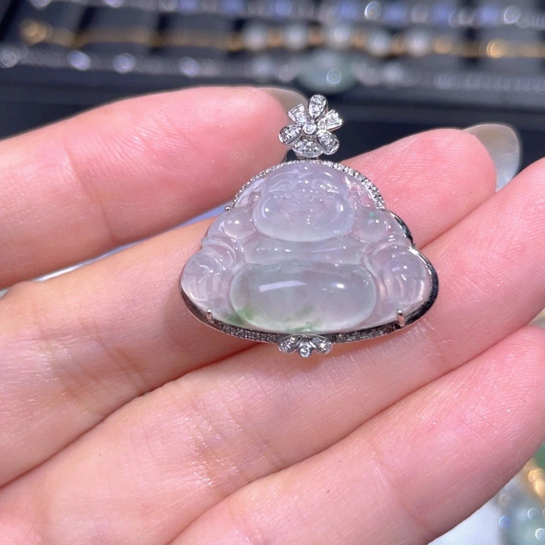 颈饰18K金镶嵌翡翠翡翠