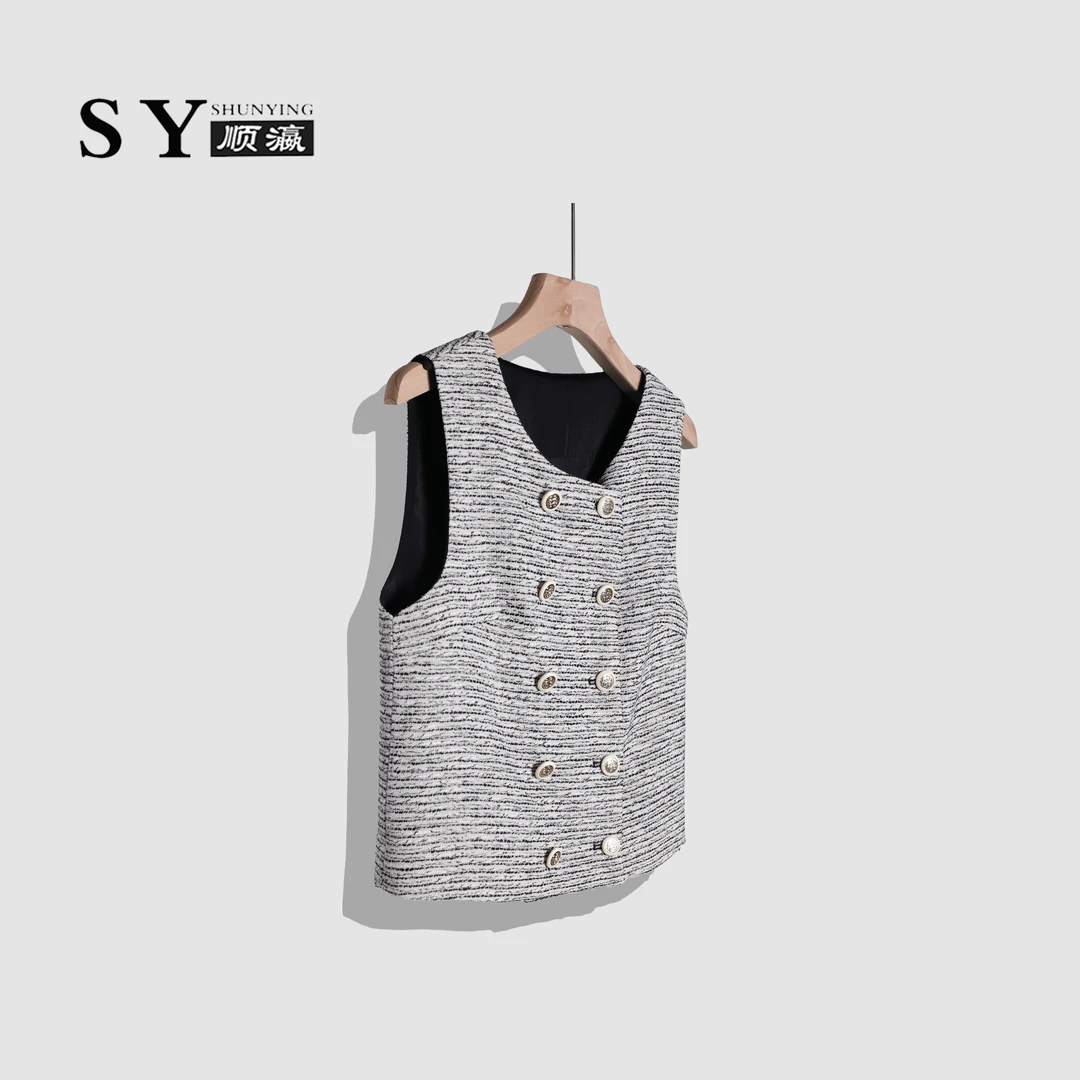 【顺瀛】小香风洋气短款背心高级感气质时尚名媛无袖马夹SYXR12754