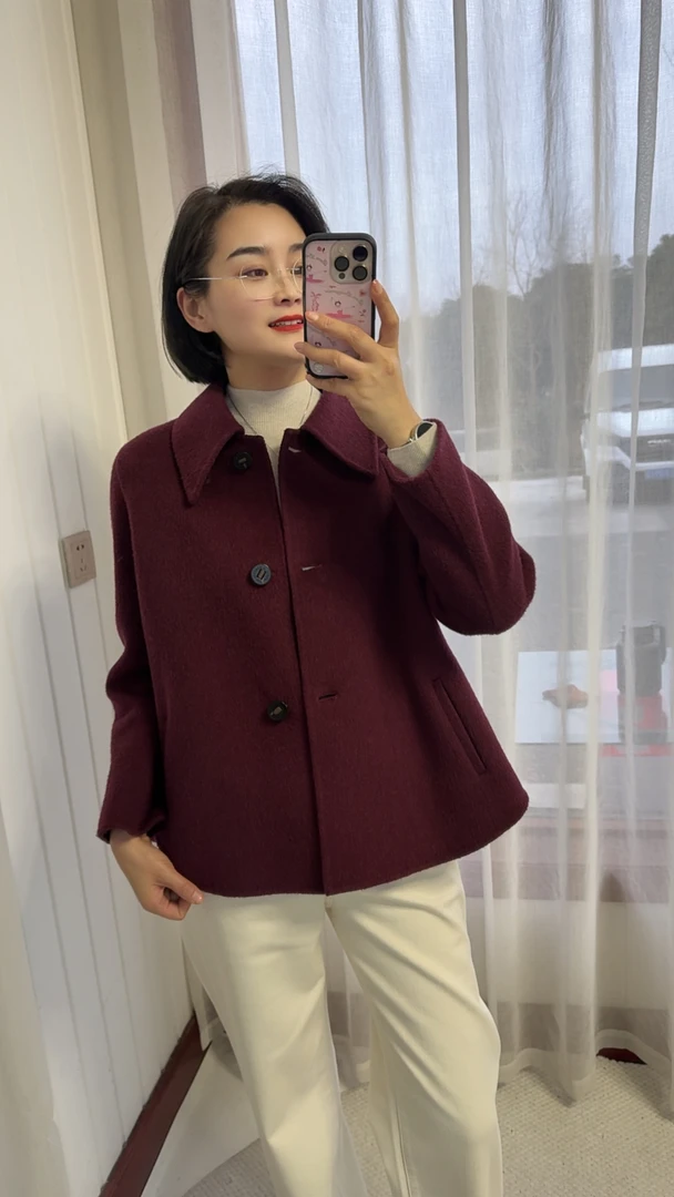 25009款 驼绒+羊毛 高端洋气大衣女正肩气质斗篷洋气春游出行衣服