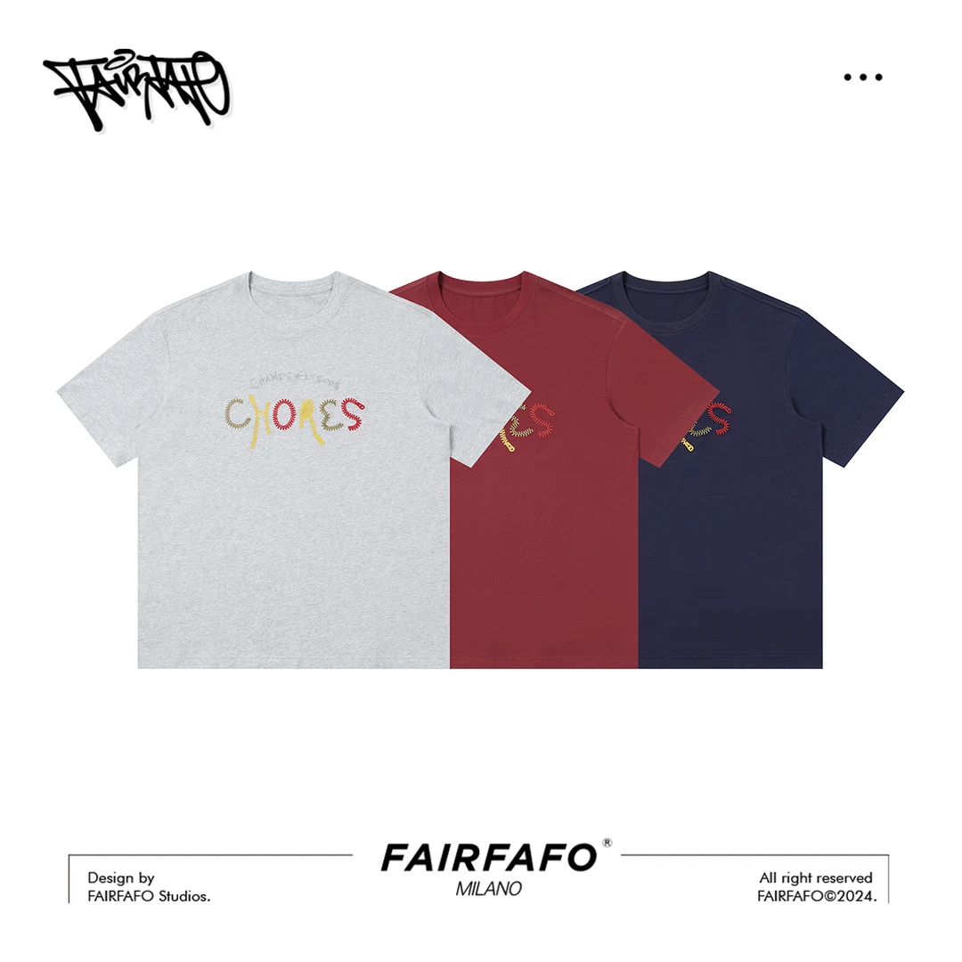 FAIRFAFO【拉链字母绣花T恤】TXAL4C098显白宽松新款舒适绣花T恤
