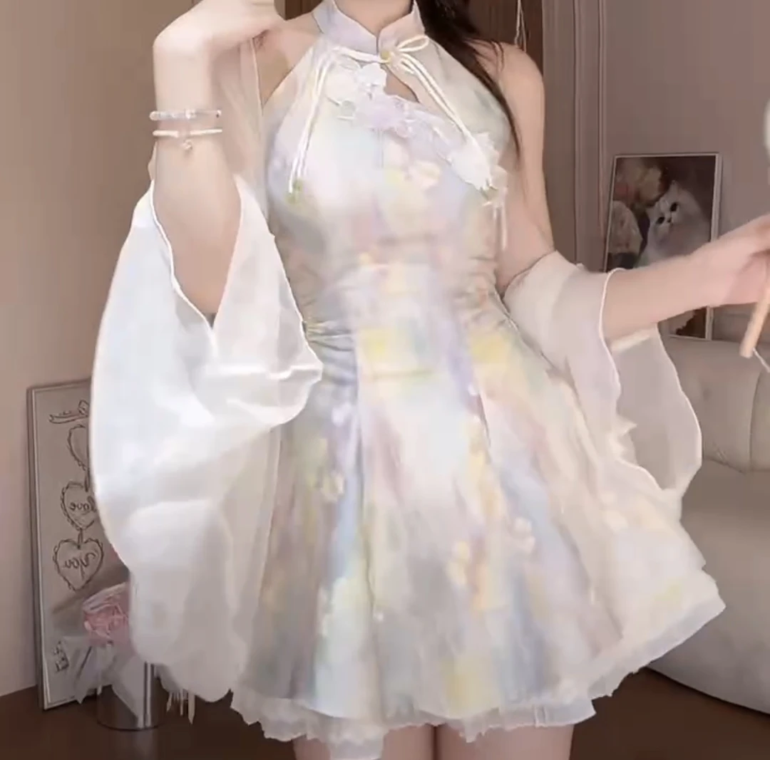 浮光锦年 夏季新中式国风气质显瘦出游设计感小众开衫短款连衣裙