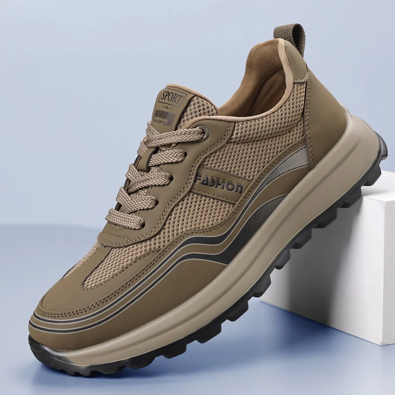 春季透气时尚休闲鞋防滑工装鞋春季舒适跑步轻便百搭男士休闲鞋
