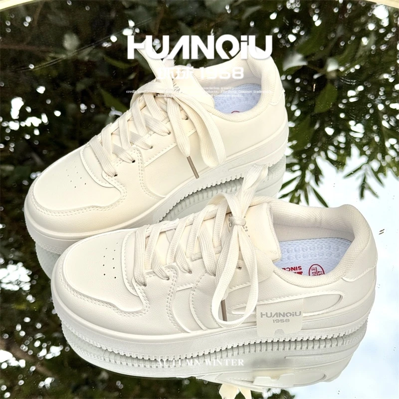 HUANQIU/环球校园风运动休闲小白鞋女鞋2025夏季新款学生百搭板鞋