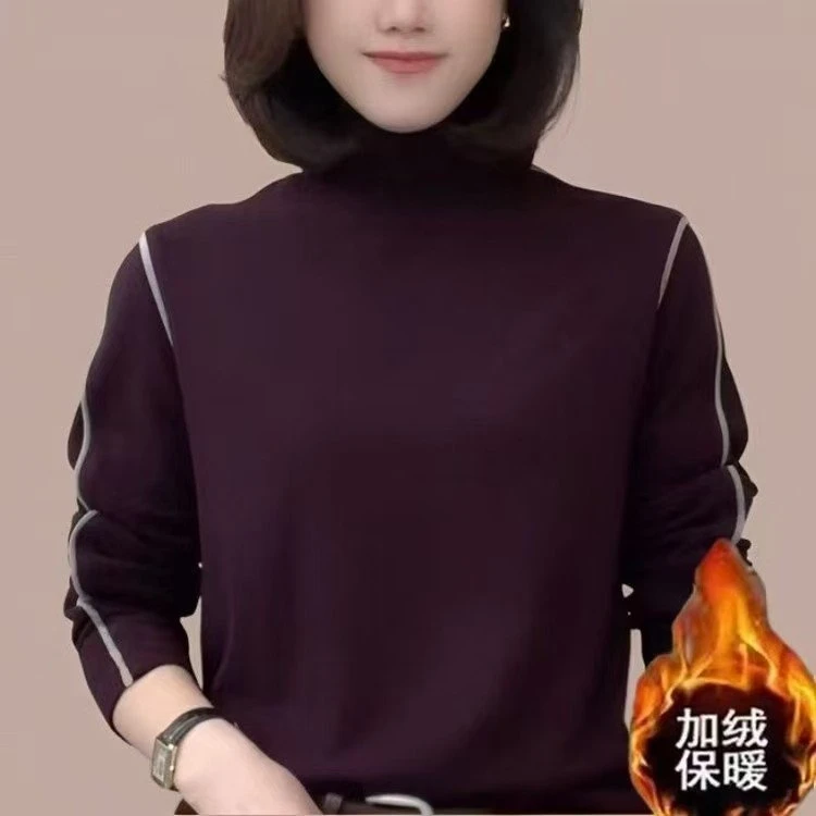 冬季新款半高领纯色长袖女士显瘦保暖百搭打底衫