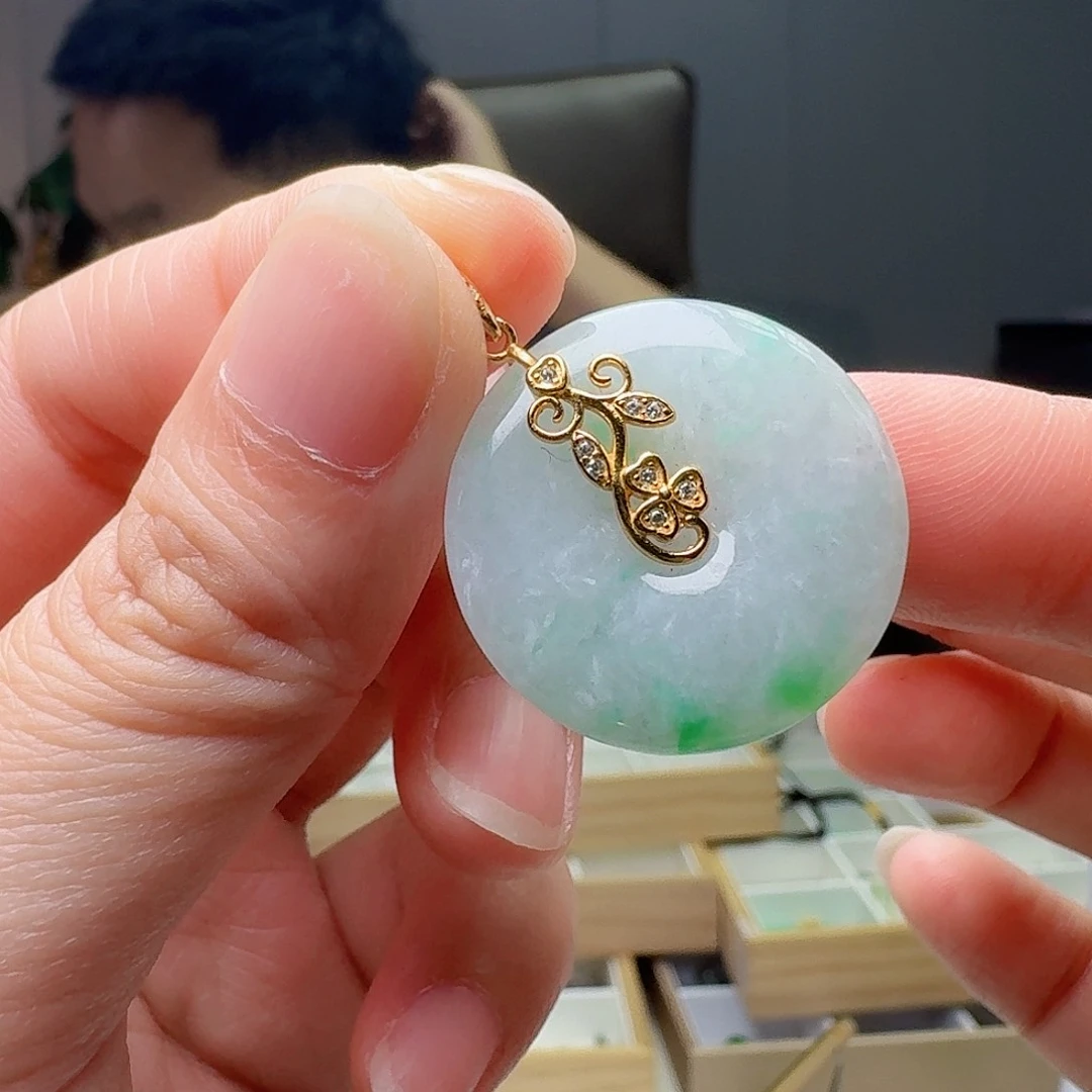 翡翠银S925镶嵌吊坠(赠链)天然