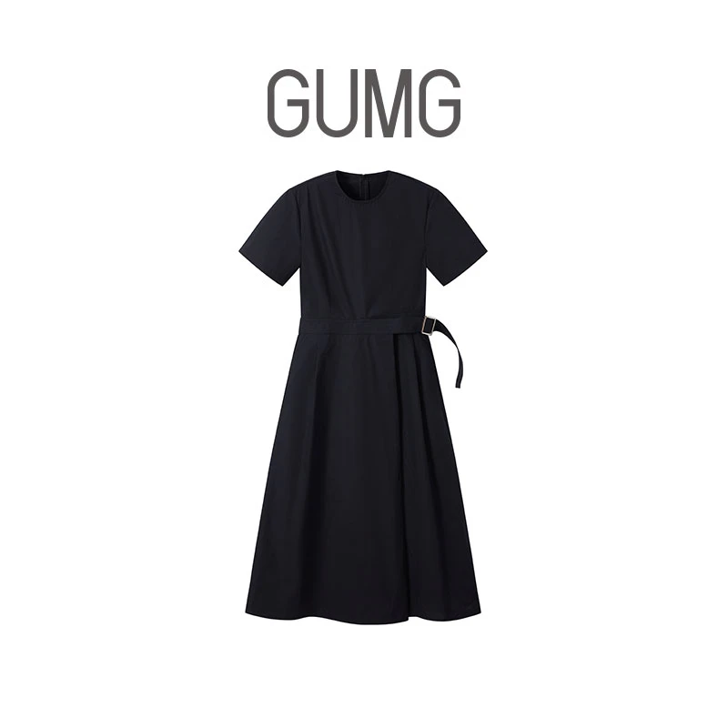 GUMG-学院风圆领腰带连衣裙  2407770285