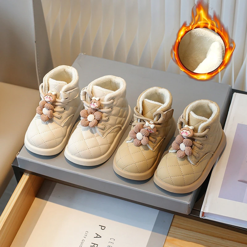 Tongtai童泰【断码】女童靴子加绒冬季新款儿童短靴女魔术贴小女孩