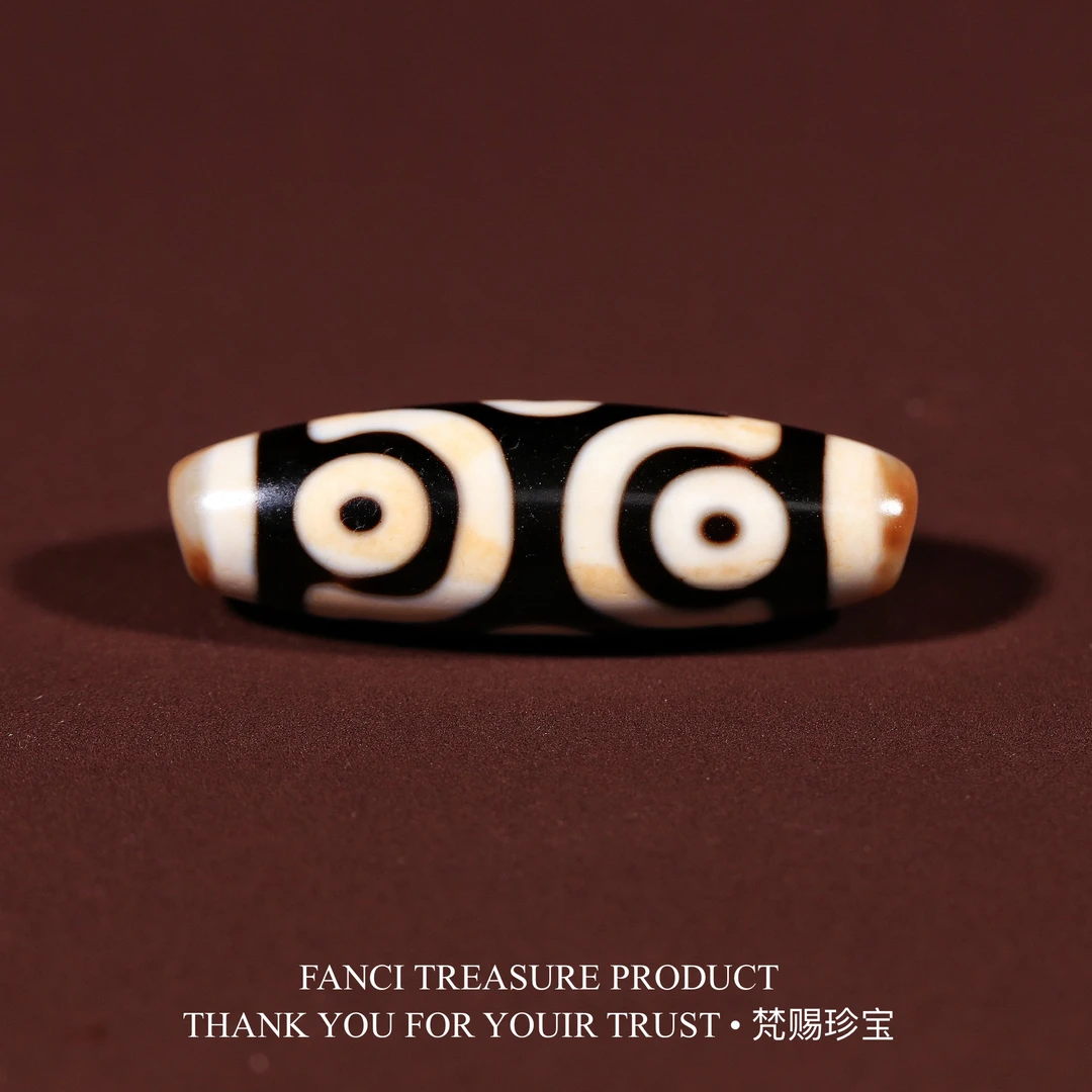 梵赐珍宝·【行运臻品任晓攀满砂】黑白十字金刚六眼47.3x14.9mm天珠