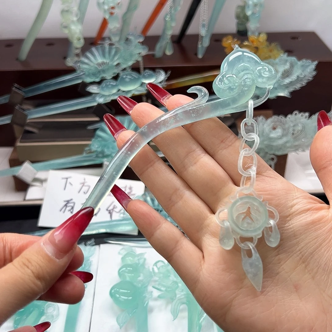蛇纹石玉未镶嵌发饰