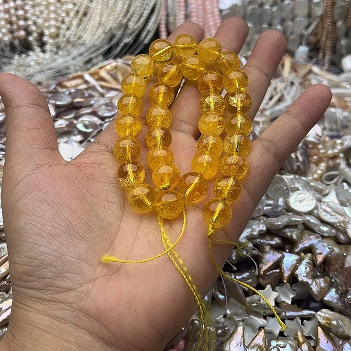 玛瑙/玉髓未镶嵌珠宝半成品一条12mm黄水晶