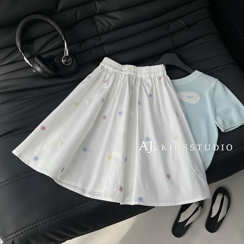 Q【明媚小雏菊】阿卷春夏女童甜美绣花大摆半身裙百搭A字裙MPG5992