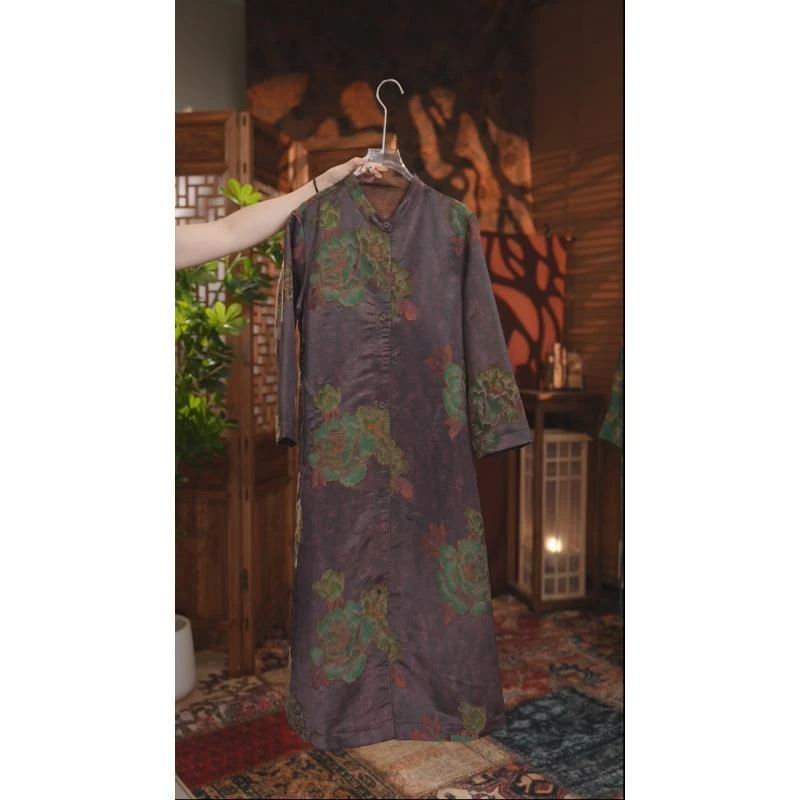 0392秋冬季新款复古优雅国风风衣气质双面双穿重磅民族风修身显瘦