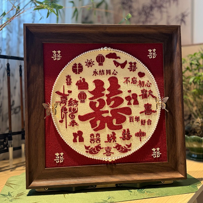 新婚礼物送新人肌理画百喜图diy套装送姐姐闺蜜朋友结婚订婚礼物