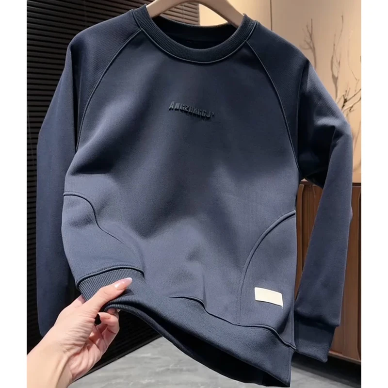 2025秋冬季高级感卫衣男士潮牌时尚休闲圆领长袖潮流加绒加厚上衣