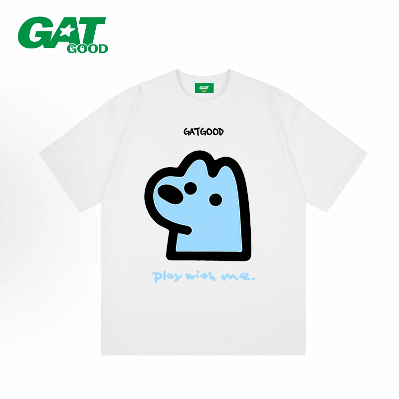 GAT系列（呆呆狗）男女同款短袖新款美式T恤高街纯棉发泡工艺