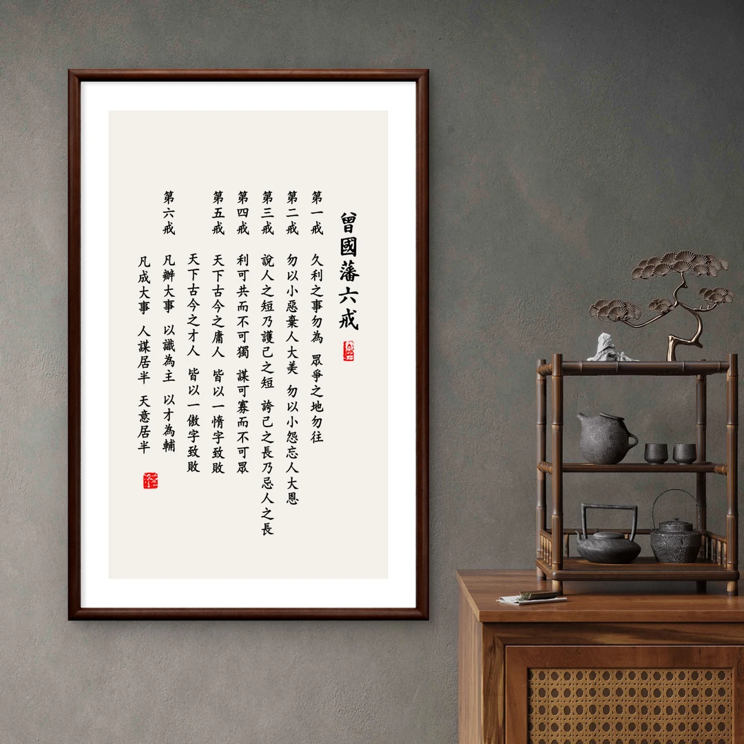 158-62*95曾国潘六戒玄关书房茶室办公室装饰画