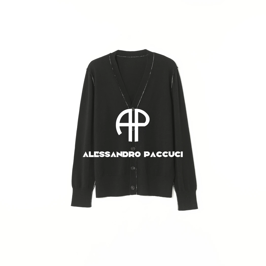 AP洛哥53184SK【和声】100美丽诺绵羊毛撞色V领时尚洋气休闲开衫