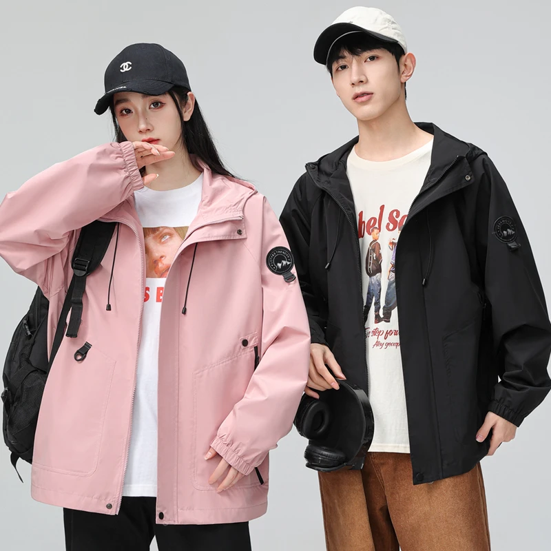 JK09七型男女同款夹克2025春秋爆款连帽户外宽松休闲夹克