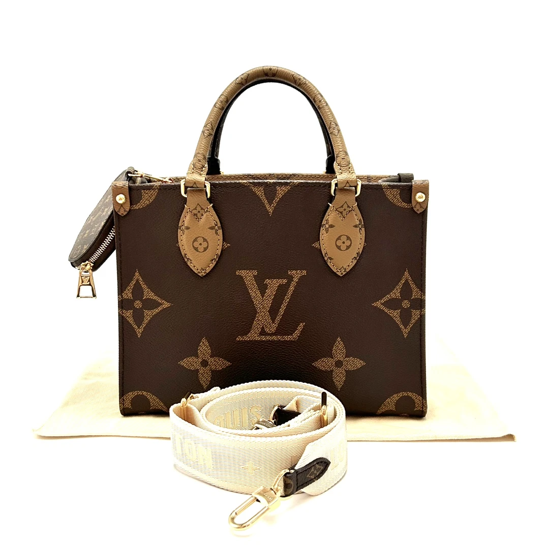 95新 LouisVuitton/路易威登 经典老花onthego小号手提包12614