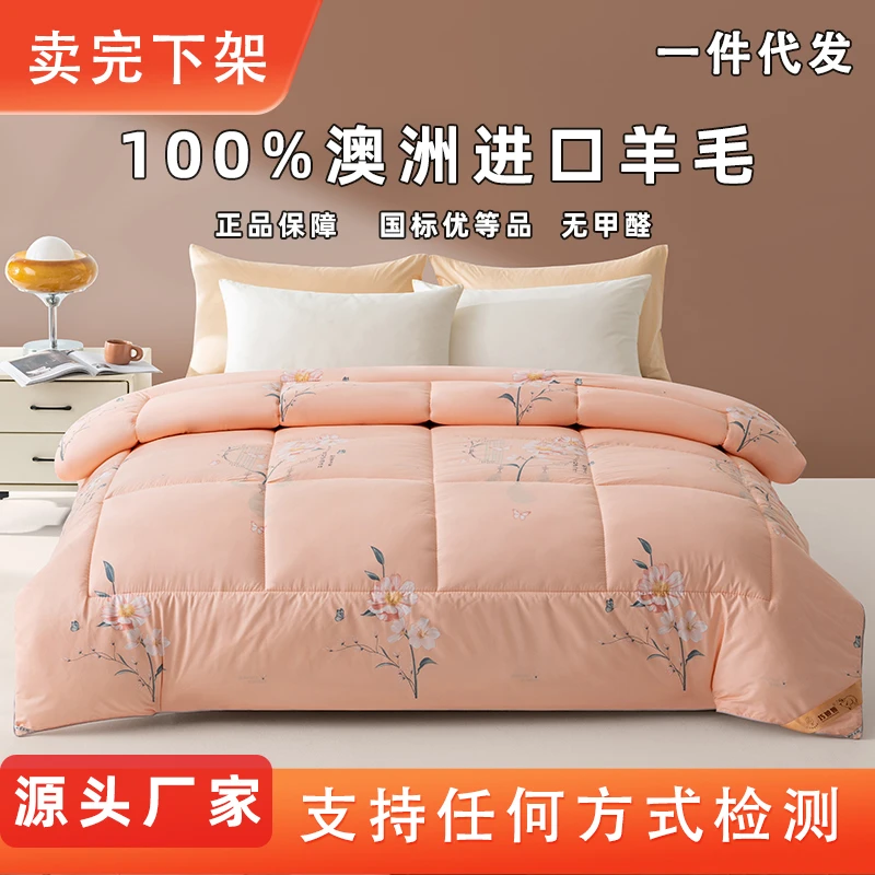 【工厂大破/价】羊毛被100%澳洲进口四季被保暖被秋冬学生被抑菌AA