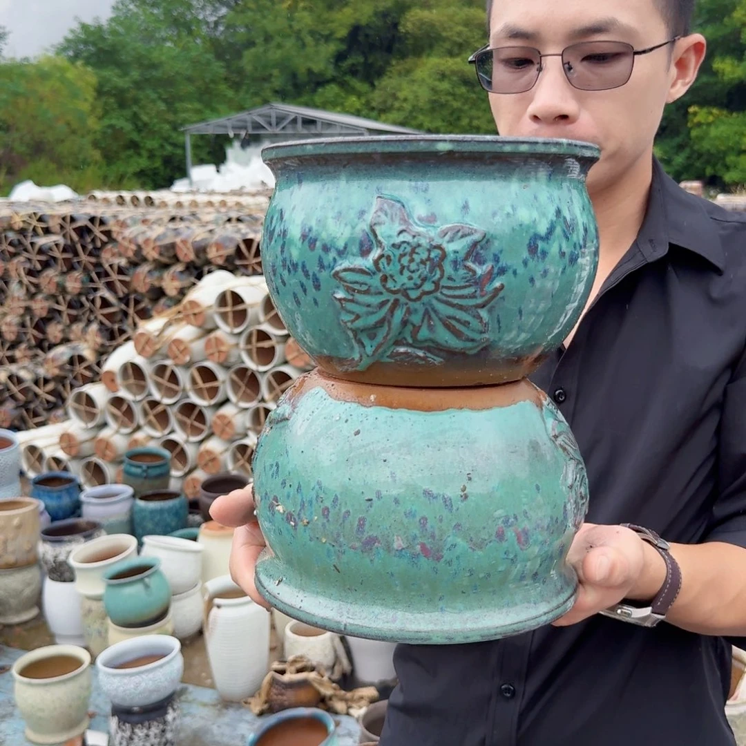 紫砂花盆口20高15（两个拼