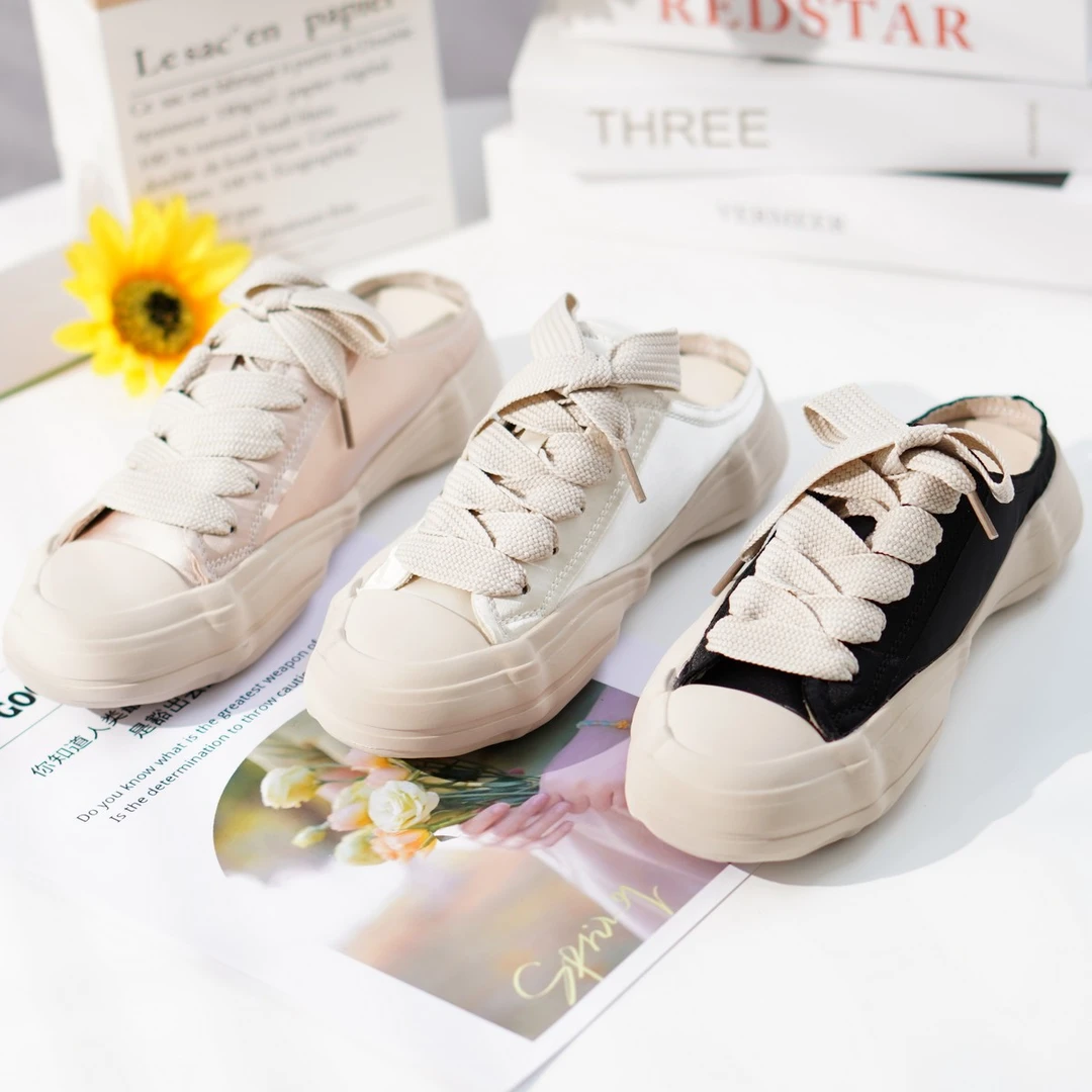 一路童行 3061534 缎面半拖鞋懒人女士休闲鞋品牌专柜撤柜