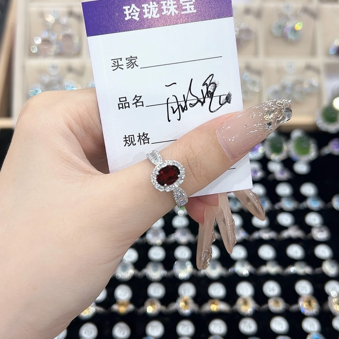 ①***②黄晶戒指银S925镶嵌戒指