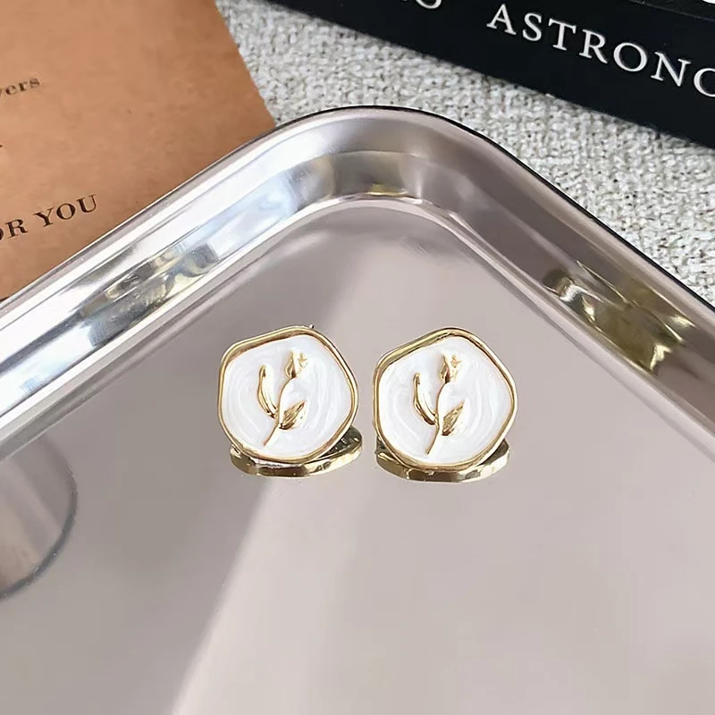 铜合金无非金属耳饰 铜合金郁金香 时尚轻奢耳环 R515