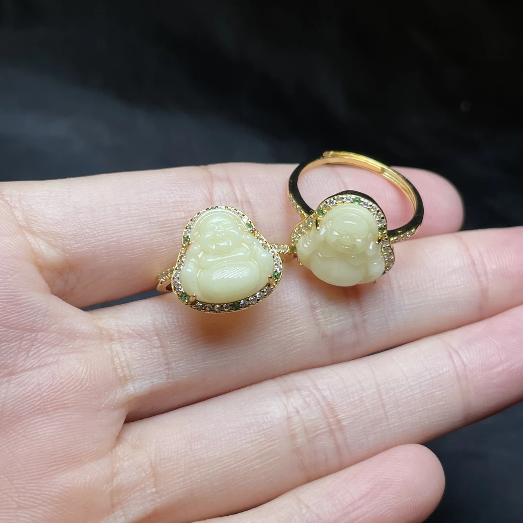 景景严选-S925蜜蜡佛公戒指约12mm-多样性发一