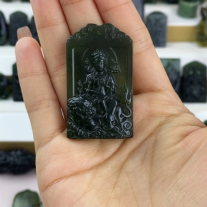 蛇纹石玉未镶嵌文殊菩萨