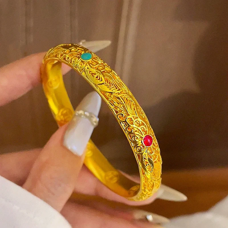 铜合金手镯 新中式花丝皇后手镯典雅大气温婉贵气精美首饰