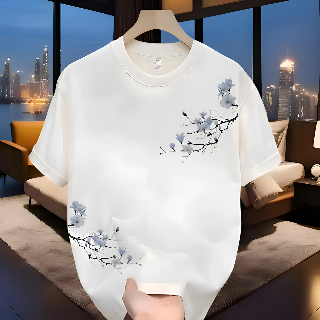 国潮重磅纯棉短袖T恤男士夏季新款潮流创意图案宽松百搭上衣体恤