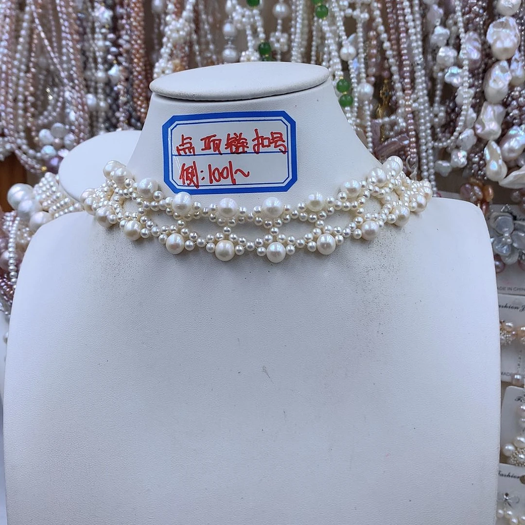 淡水珍珠项链耳饰银S925镶嵌