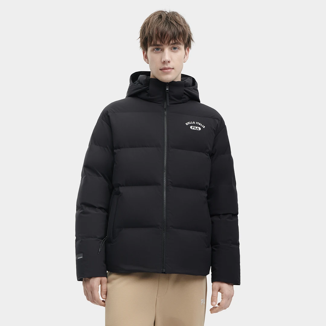 Fila/斐乐男女保暖白鸭绒连帽羽绒服冬季户外休闲情侣F61M449901B