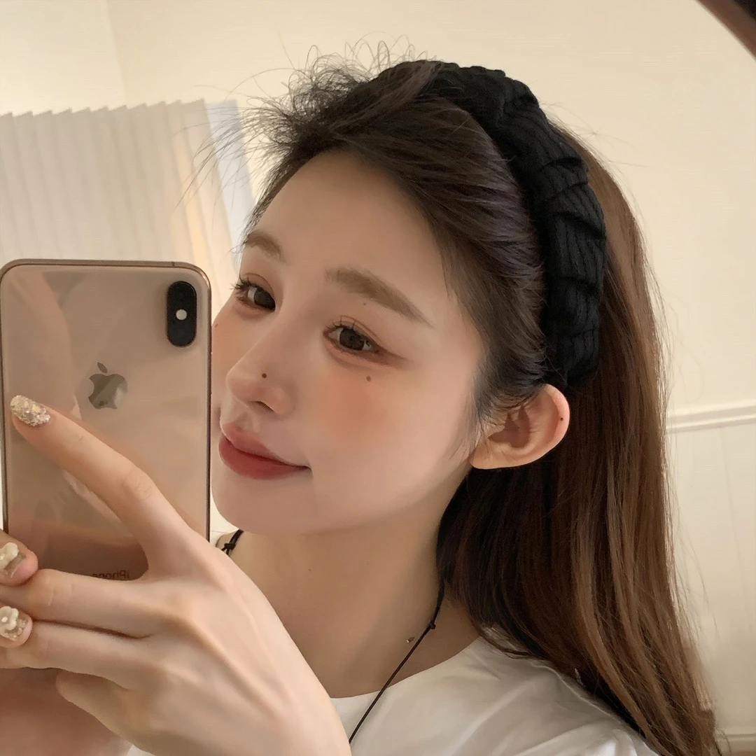小清新条纹褶皱发箍女2025新款复古小众气质高级感头箍