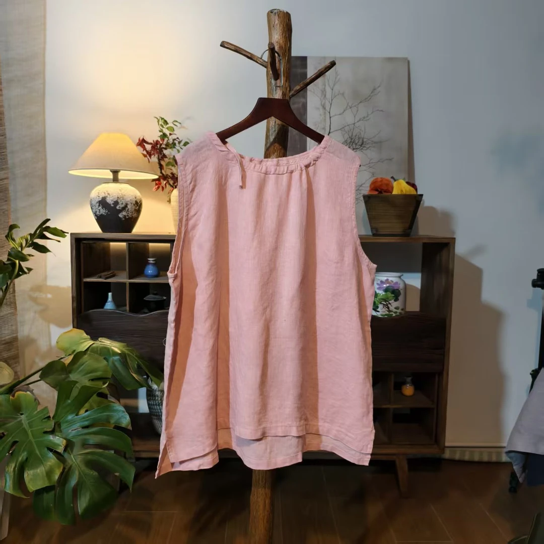 【大梅子推荐】设计款亚麻系带背心MXA8305A
