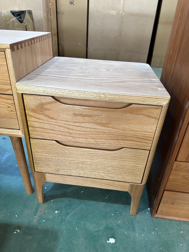 家具全实木床头柜半岛双抽床头柜橡木小柜子北欧原木纯实木