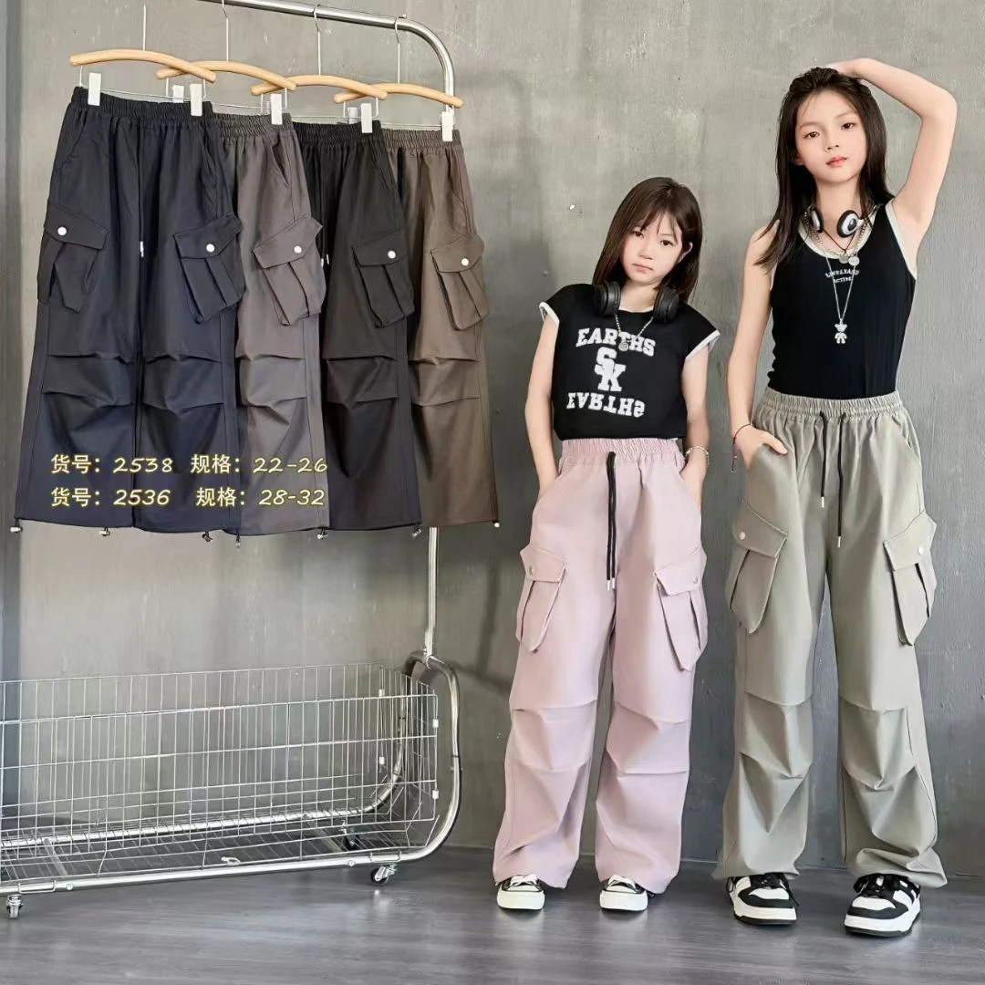 女大童秋季新款工装长裤休闲宽松外穿洋气裤子