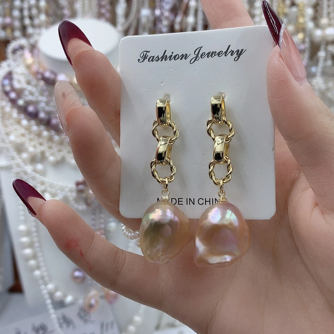 耳饰银S925镶嵌淡水珍珠