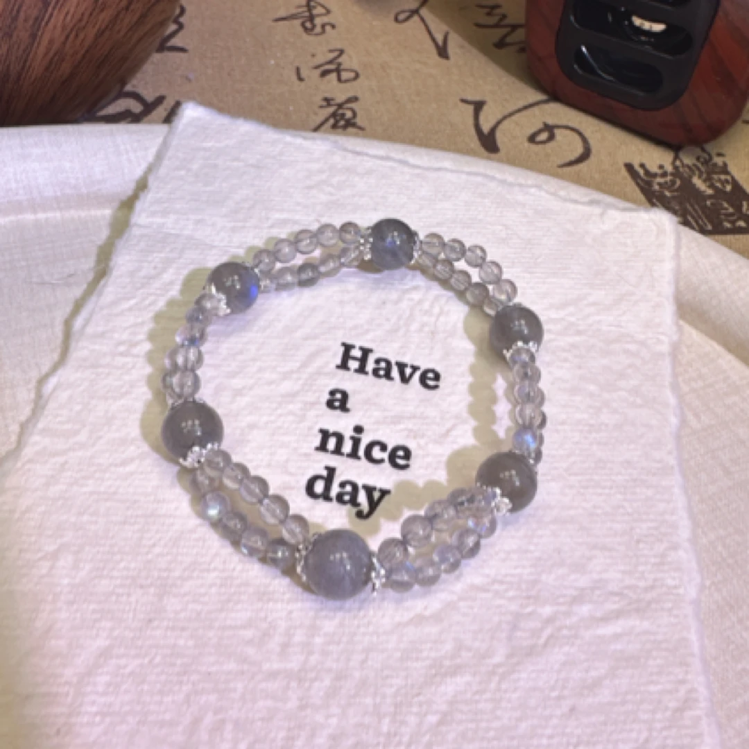 双层灰月光手串5242