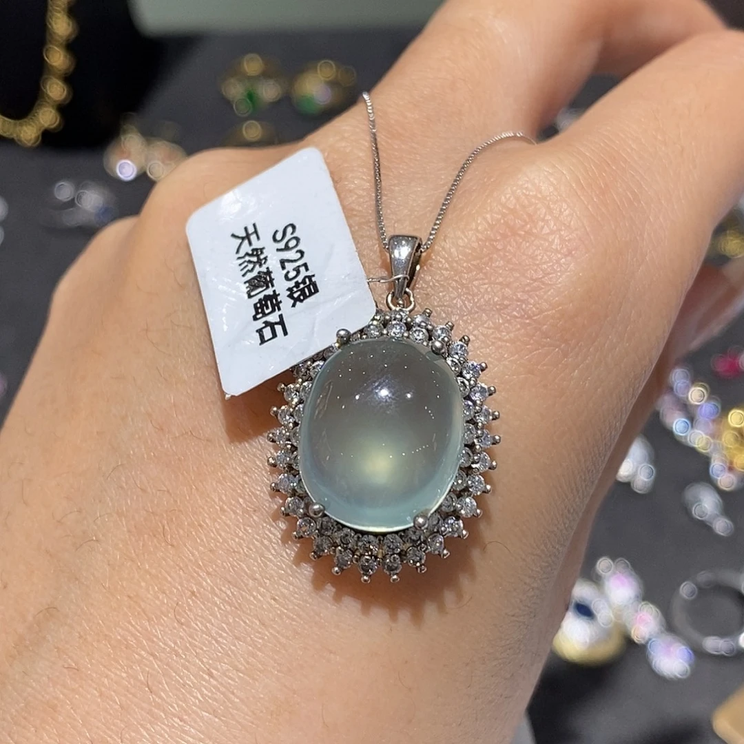 葡萄石银S925镀金镶嵌颈饰