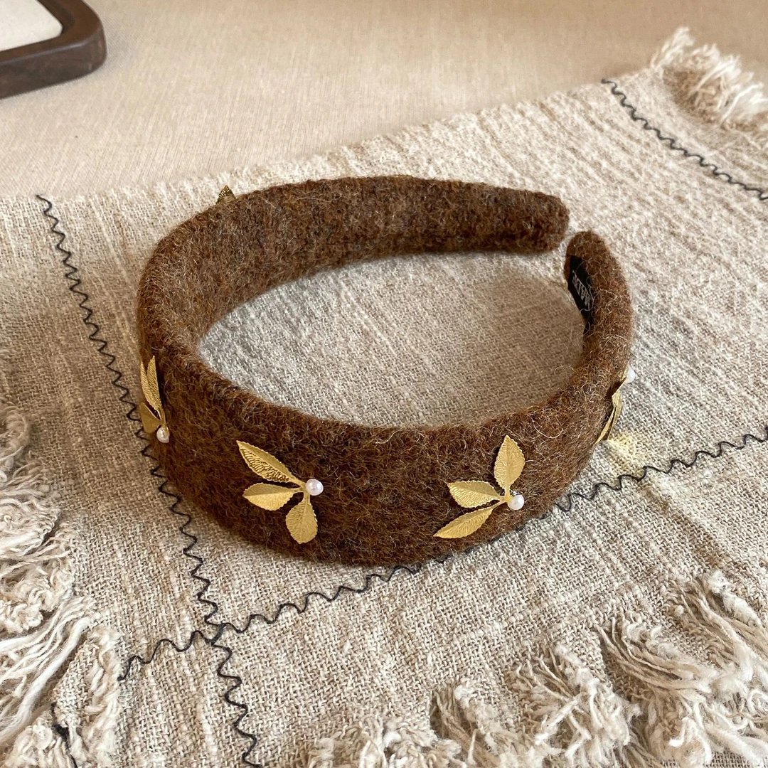 【一叶知秋】复古美拉德毛呢宽边发箍百搭洋气高级感压发头箍发卡