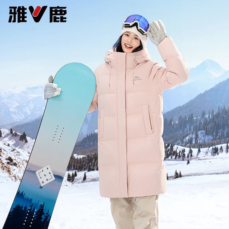 冰川堡垒2.0】雅鹿米色羽绒服中长款时尚情侣保暖25新款90鸭绒外套