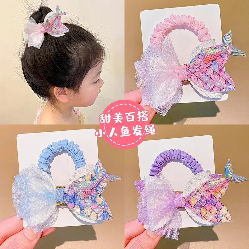 儿童幻彩美人鱼尾巴发夹宝宝卡通发卡公主可爱头饰女孩发饰丸子头