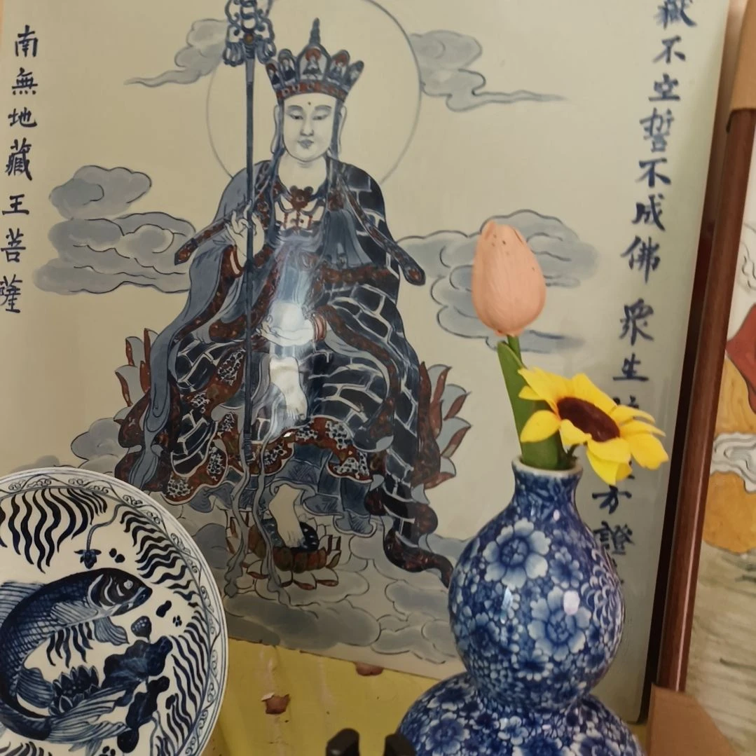 绿***叶景德镇手绘釉下彩手绘