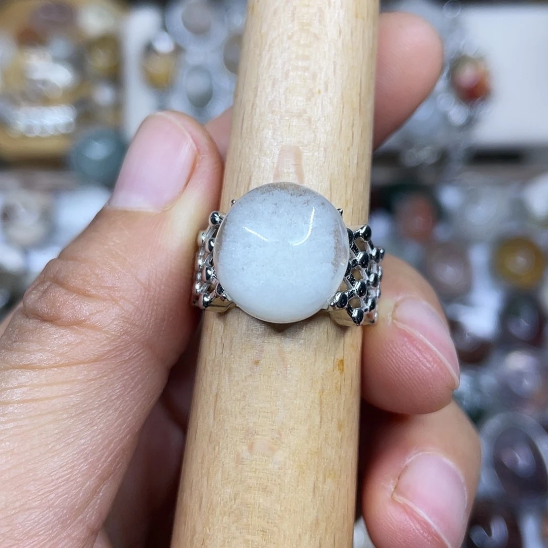 【闪购商品】银S925镶嵌珠宝半成品水晶戒指