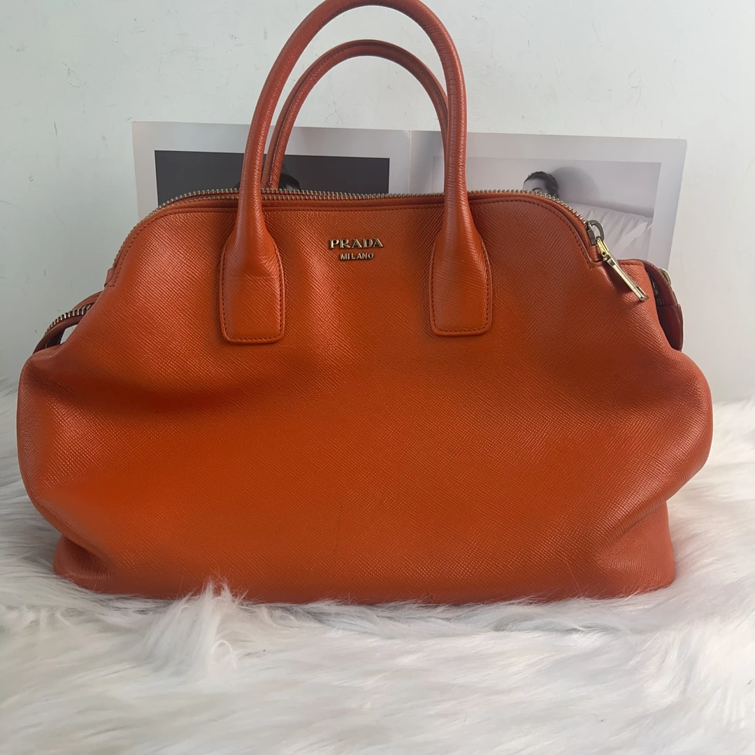 90新 Prada/普拉达 prada橙色手提包