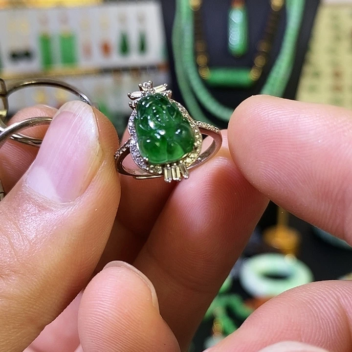 翡翠未镶嵌颈饰戒指