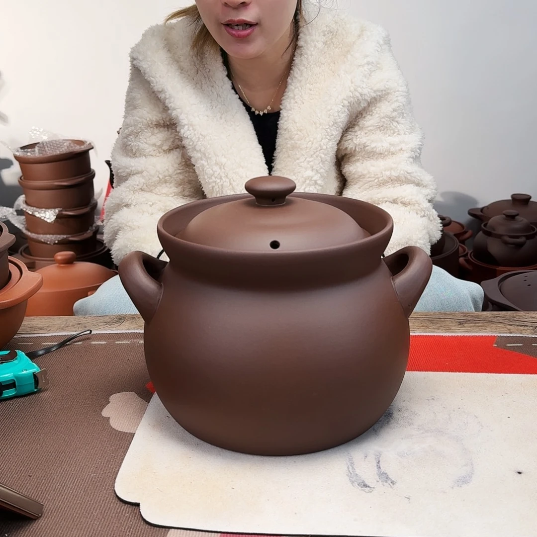 紫砂砂锅5.5升正品无暇