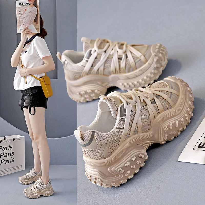 轮胎底老爹鞋女ins2025春秋流光风运动鞋增高厚底休闲女鞋透气